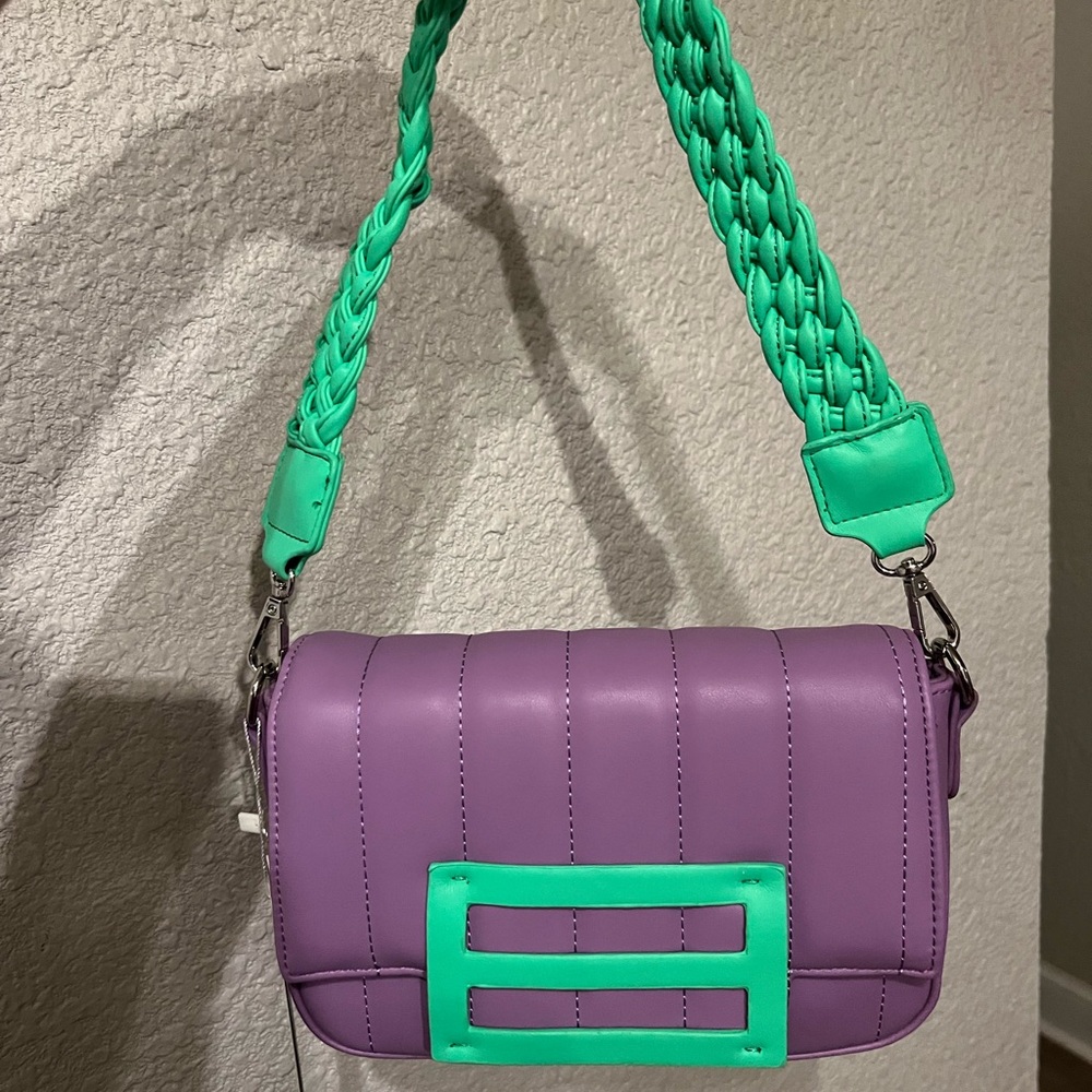 Purple and Green Women's Bag